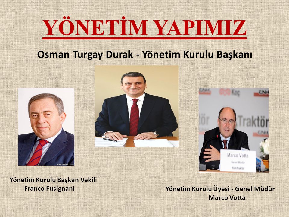 YÖNETİM YAPIMIZ Osman Turgay Durak - Yönetim Kurulu Başkanı