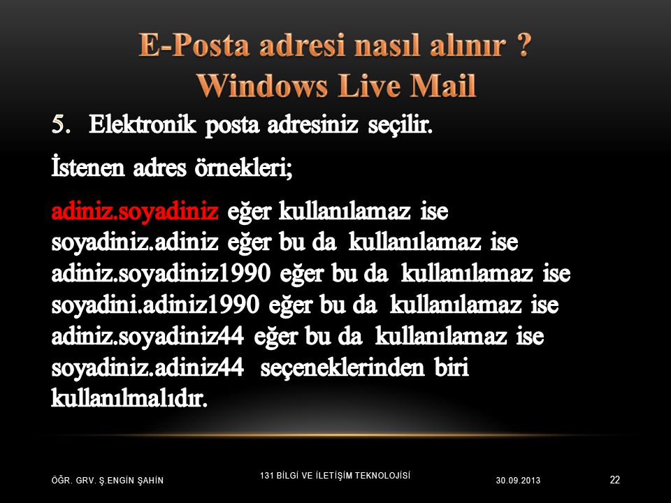 E-Posta adresi nasıl alınır Windows Live Mail