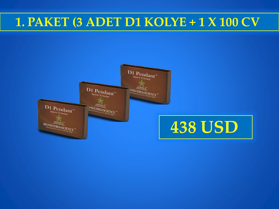 1. PAKET (3 ADET D1 KOLYE + 1 X 100 CV