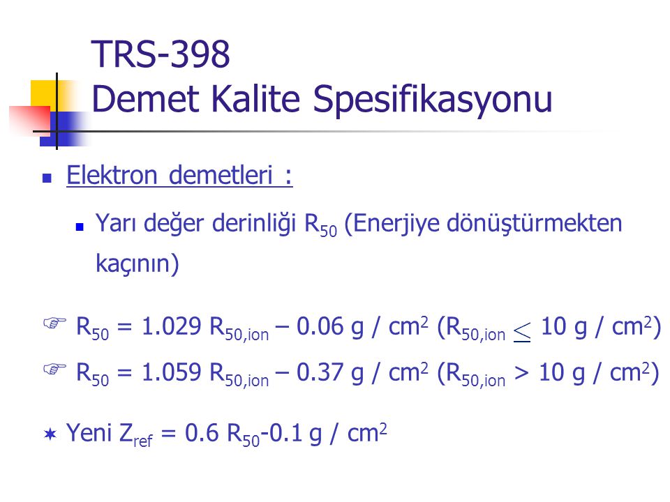 TRS-398 Demet Kalite Spesifikasyonu