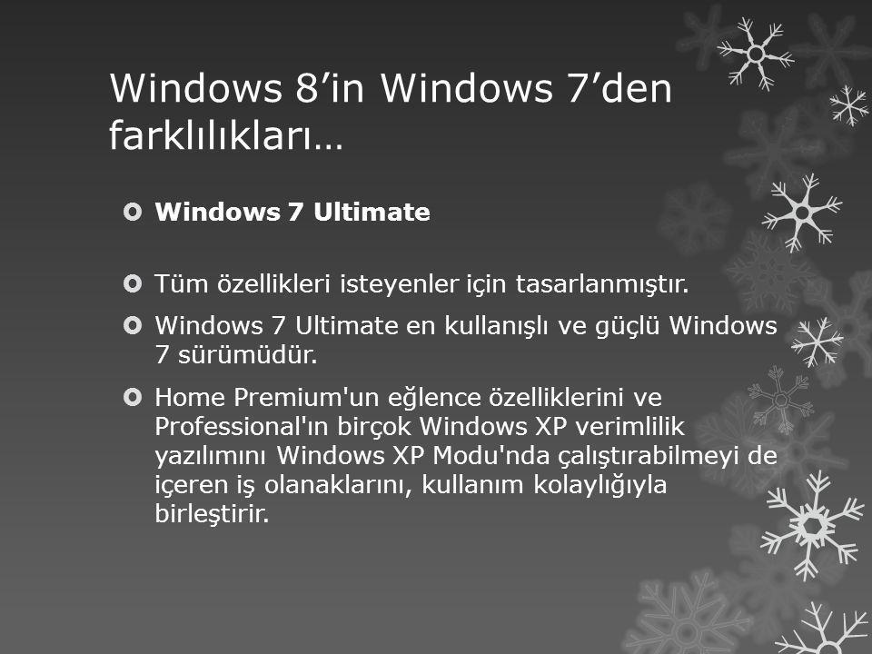 Windows 8’in Windows 7’den farklılıkları…