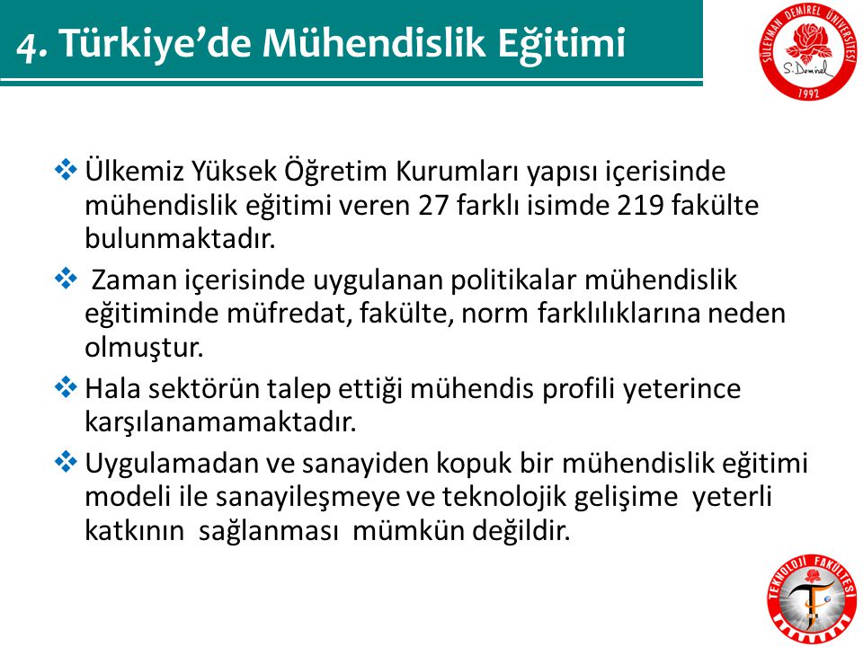 4. Türkiye’de Mühendislik Eğitimi