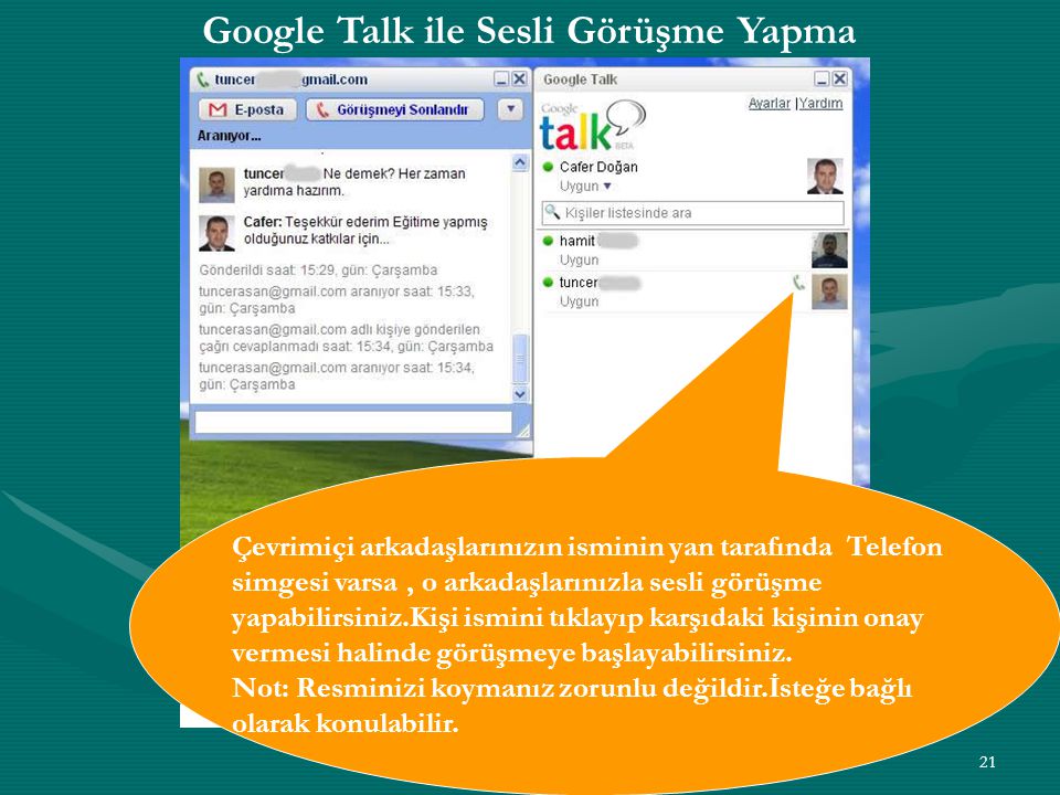 Google Talk ile Sesli Görüşme Yapma