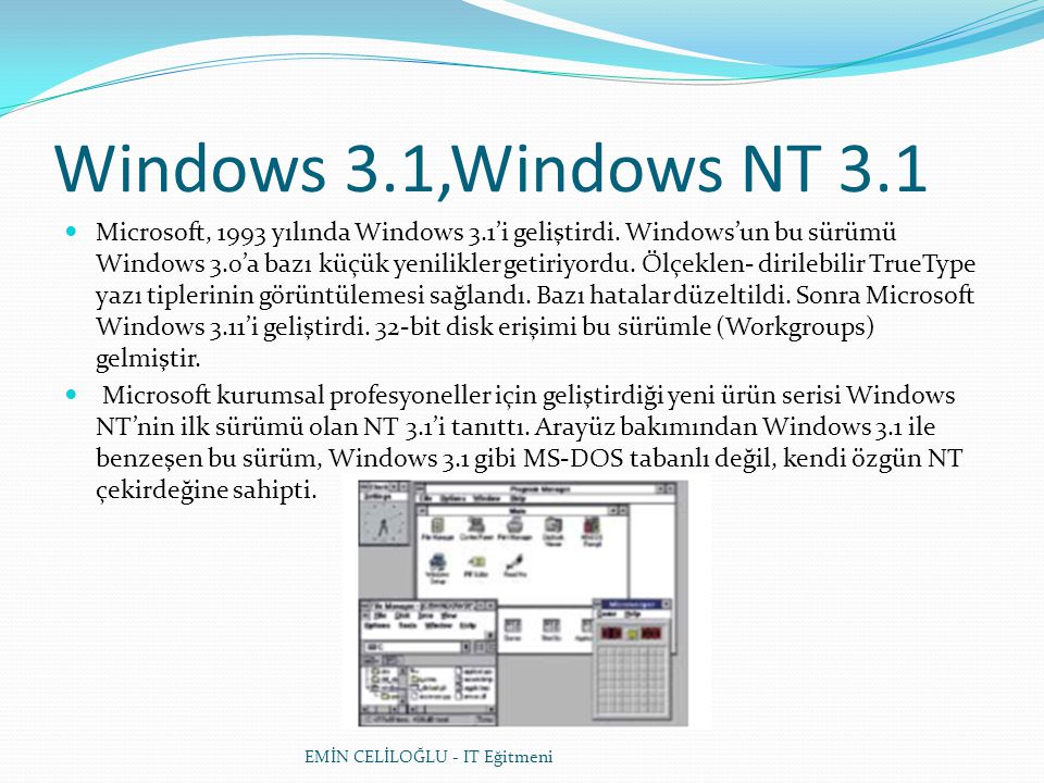 Windows 3.1,Windows NT 3.1
