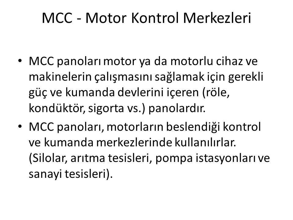 MCC - Motor Kontrol Merkezleri