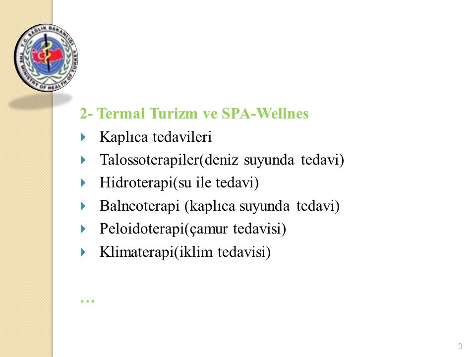 2- Termal Turizm ve SPA-Wellnes Kaplıca tedavileri