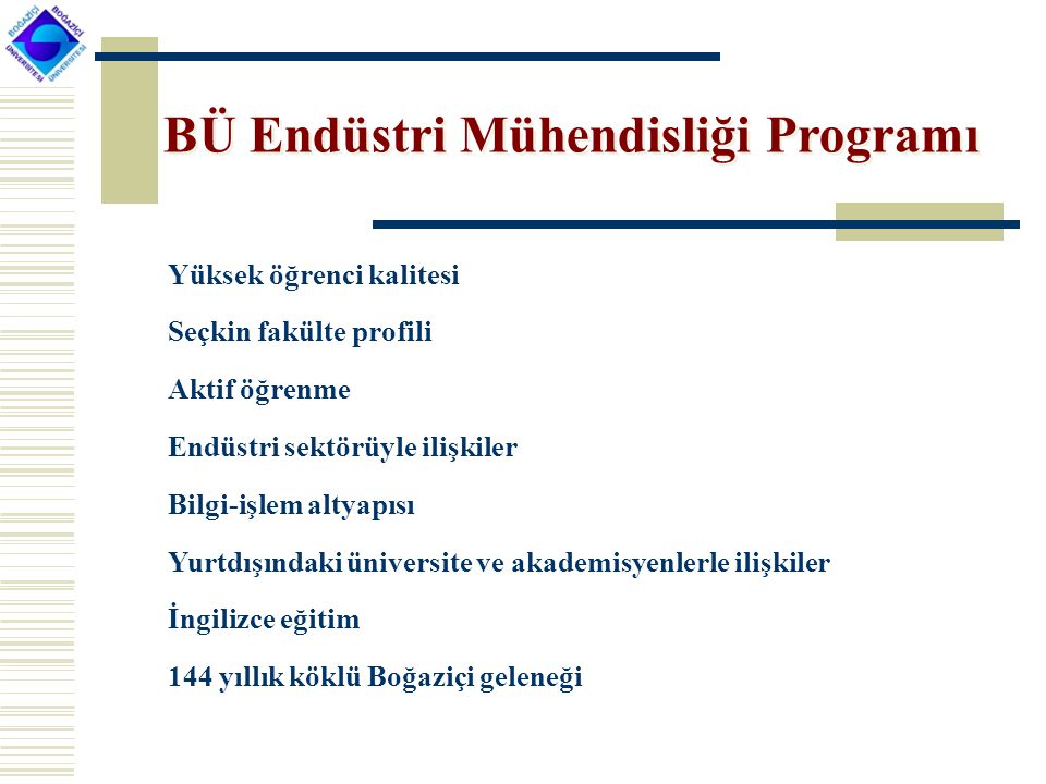 BÜ Endüstri Mühendisliği Programı