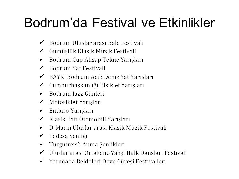 Bodrum’da Festival ve Etkinlikler