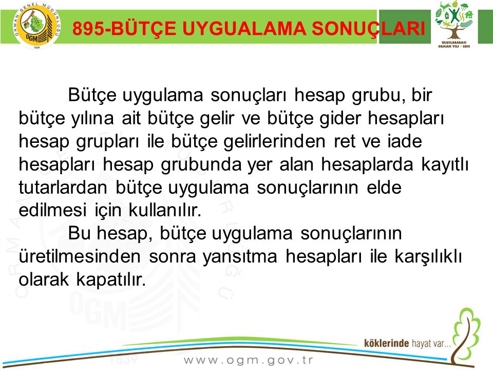 895-BÜTÇE UYGUALAMA SONUÇLARI