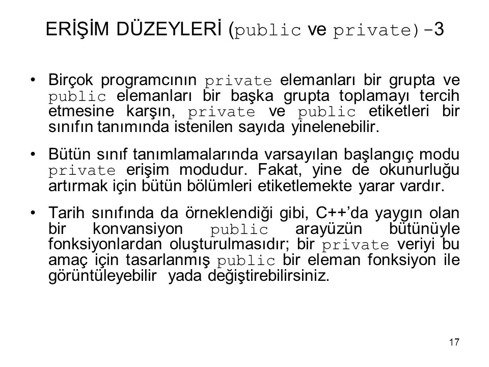 ERİŞİM DÜZEYLERİ (public ve private)-3