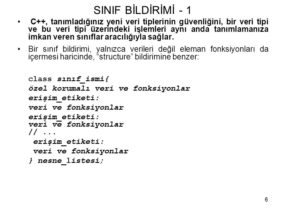 SINIF BİLDİRİMİ - 1