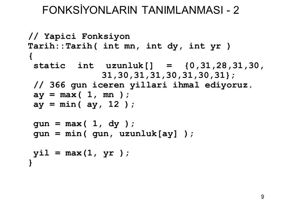 FONKSİYONLARIN TANIMLANMASI - 2