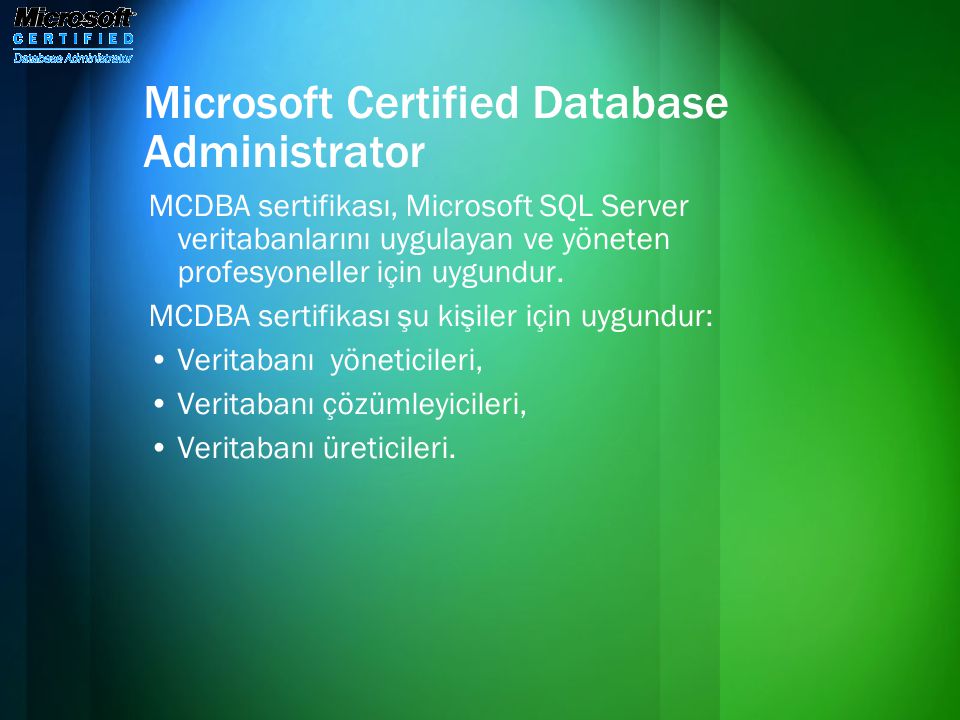 Microsoft Certified Database Administrator