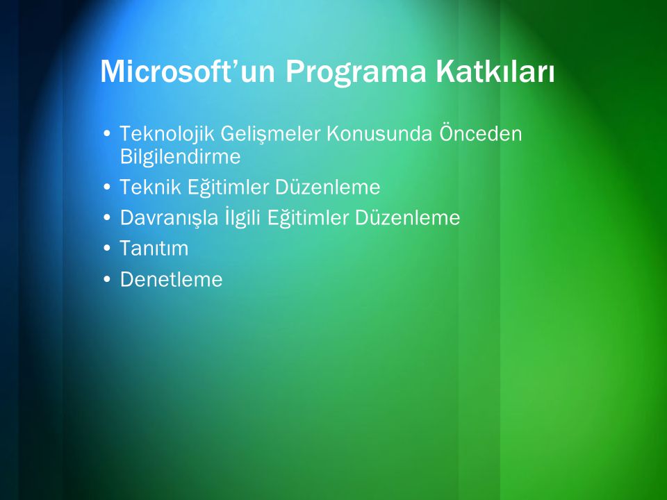 Microsoft’un Programa Katkıları