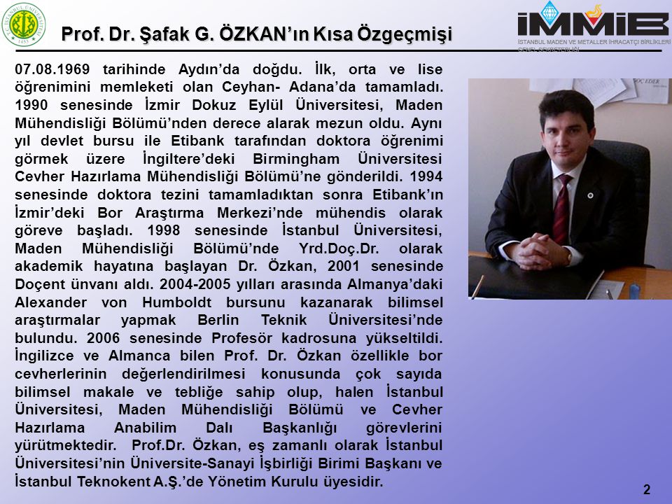Prof. Dr. Şafak G. ÖZKAN’ın Kısa Özgeçmişi