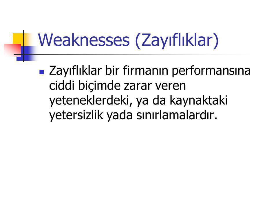 Weaknesses (Zayıflıklar)