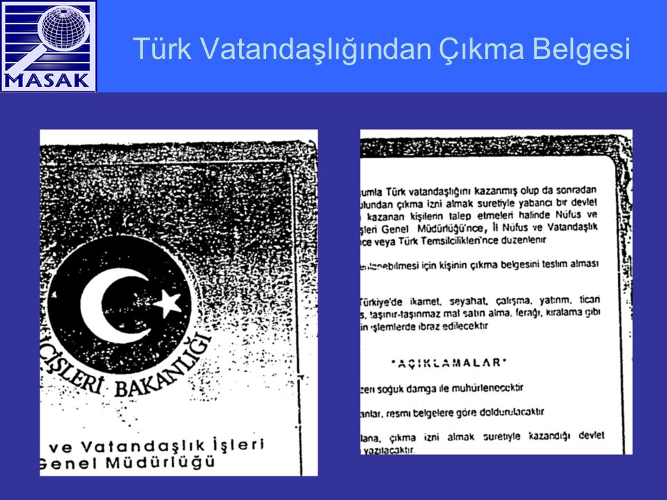 Türk Vatandaşlığından Çıkma Belgesi