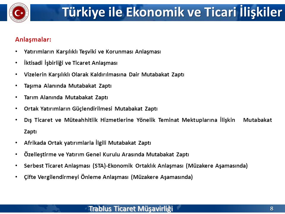 Türkiye ile Ekonomik ve Ticari İlişkiler