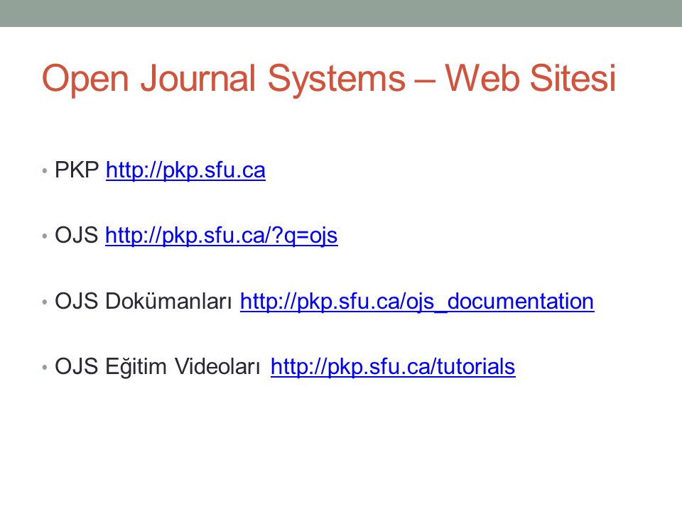 Open Journal Systems – Web Sitesi