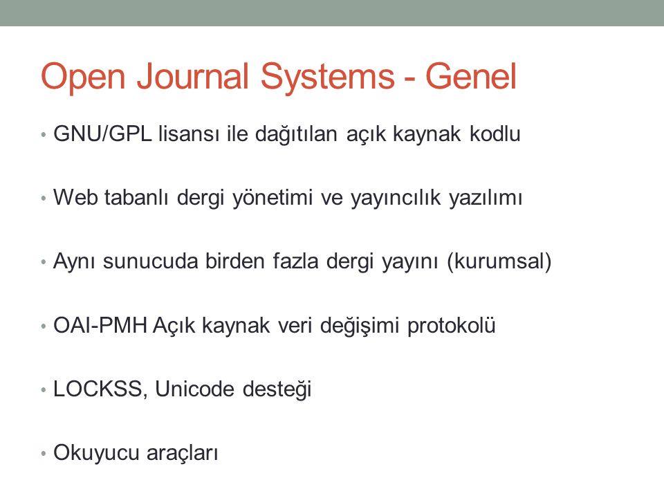 Open Journal Systems - Genel
