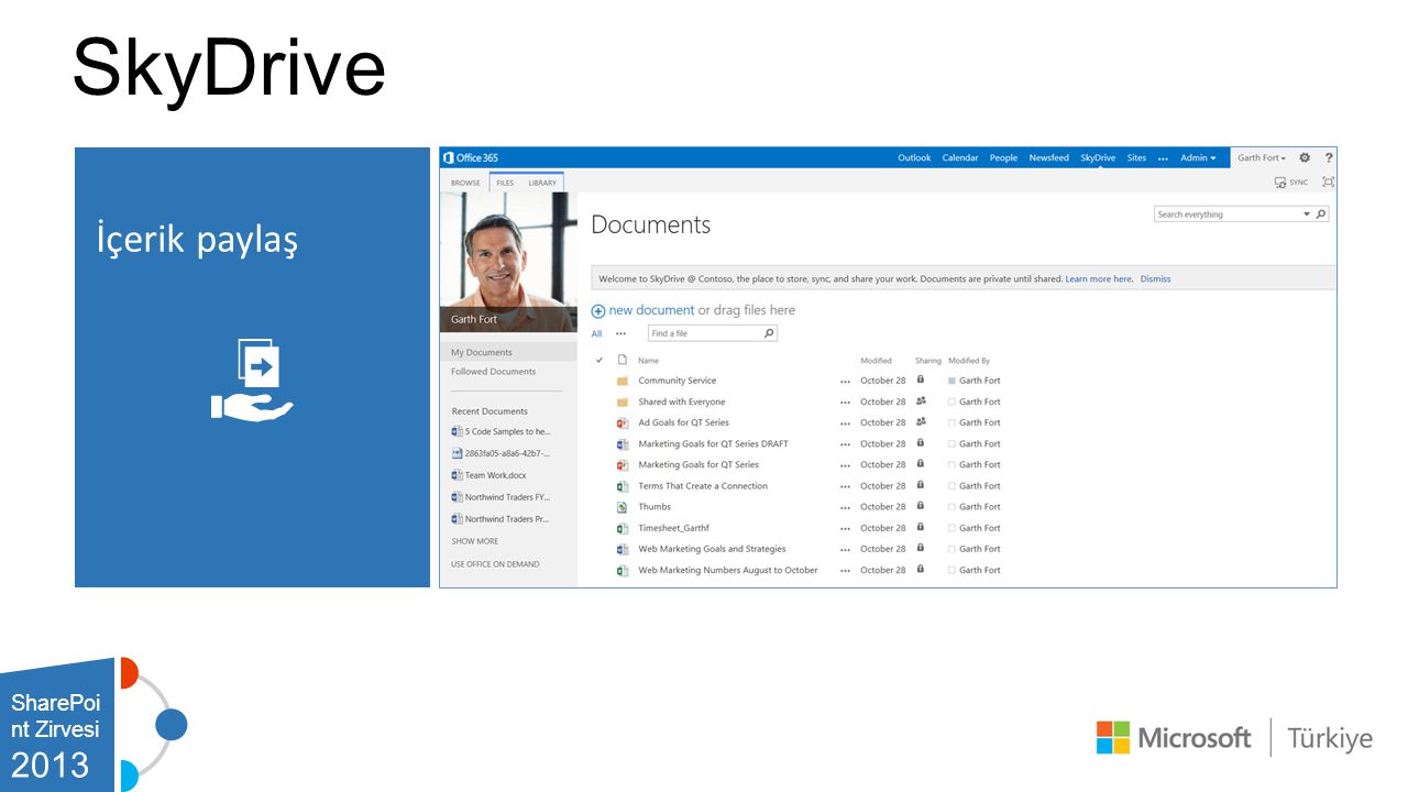 SkyDrive İçerik paylaş SharePoint Zirvesi 2013