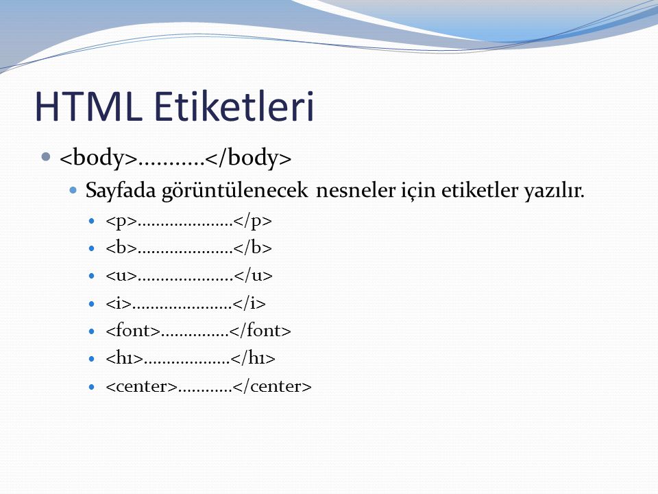 HTML Etiketleri <body> </body>