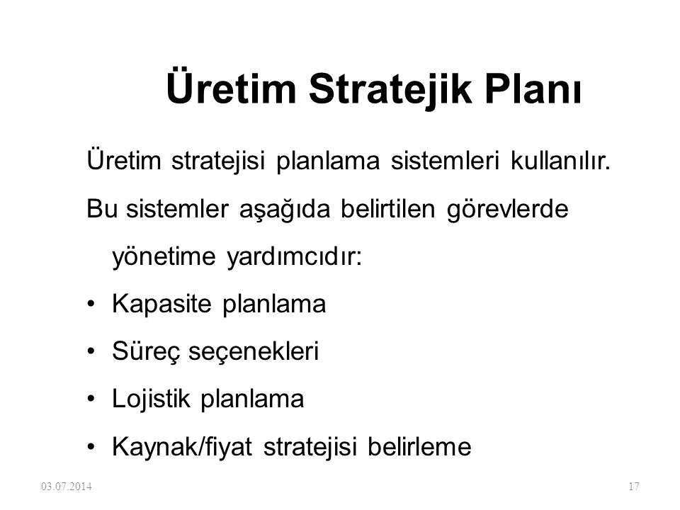 Üretim Stratejik Planı