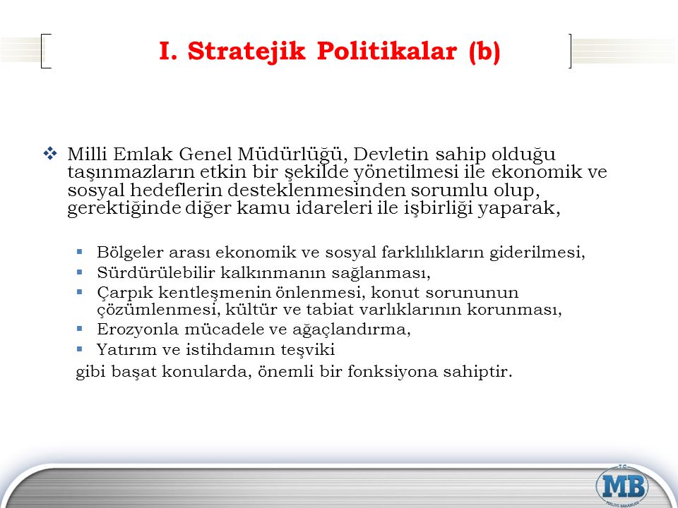 I. Stratejik Politikalar (b)