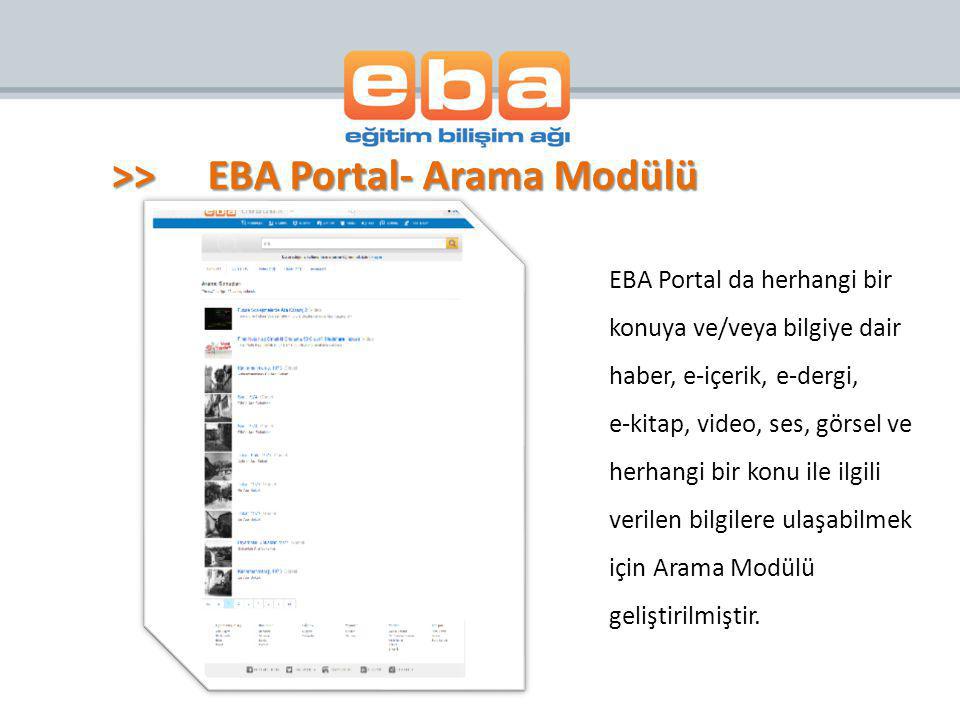 >> EBA Portal- Arama Modülü