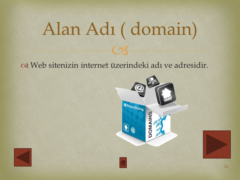 Alan Adı ( domain) Web sitenizin internet üzerindeki adı ve adresidir.
