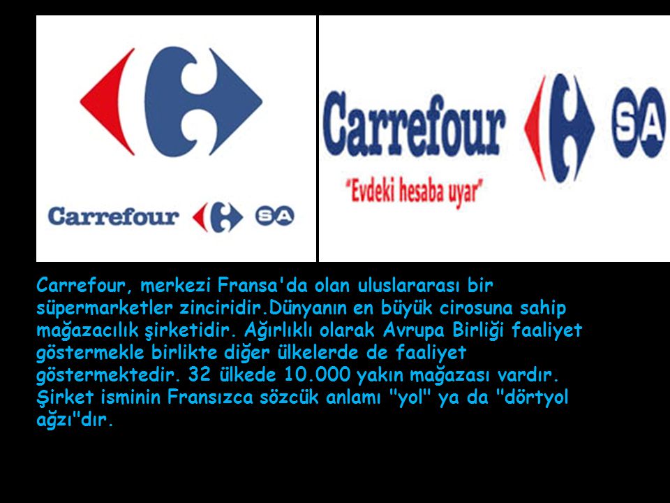 Carrefour, merkezi Fransa da olan uluslararası bir süpermarketler zinciridir.Dünyanın en büyük cirosuna sahip mağazacılık şirketidir.