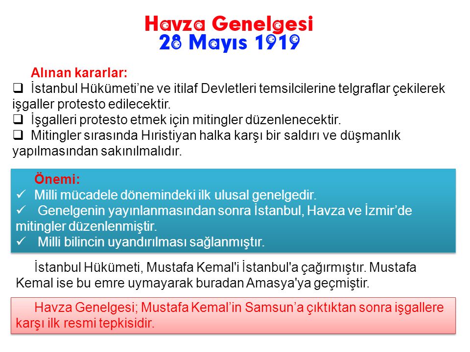 Alınan kararlar: İstanbul Hükümeti’ne ve itilaf Devletleri temsilcilerine telgraflar çekilerek işgaller protesto edilecektir.