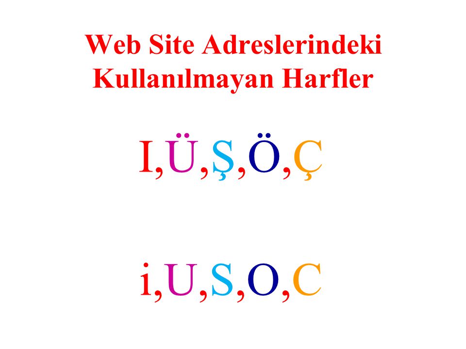 Web Site Adreslerindeki Kullanılmayan Harfler
