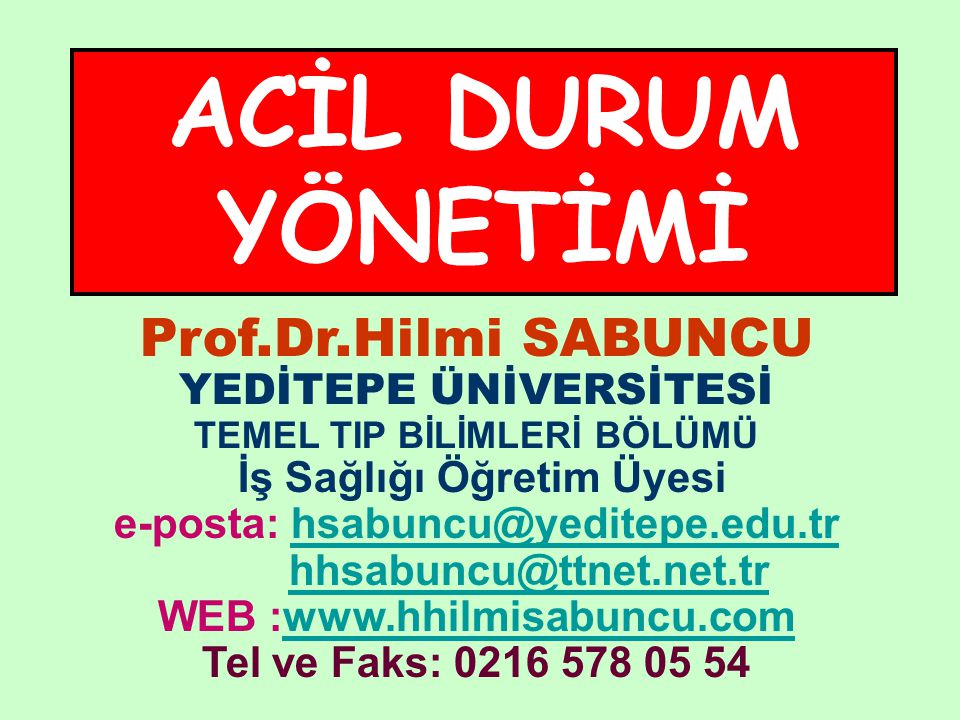 Prof.Dr.Hilmi SABUNCU YEDİTEPE ÜNİVERSİTESİ TEMEL TIP BİLİMLERİ BÖLÜMÜ