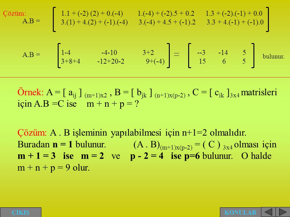 Çözüm: (-2) (2) + 0. (-4) 1. (-4) + (-2) (-2)