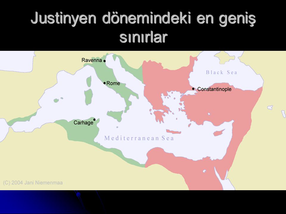 Justinyen dönemindeki en geniş sınırlar
