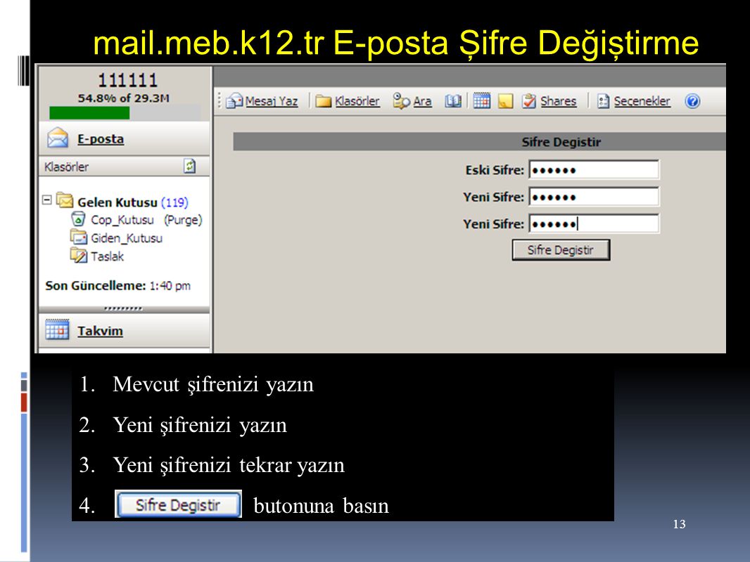 mail.meb.k12.tr E-posta Şifre Değiştirme