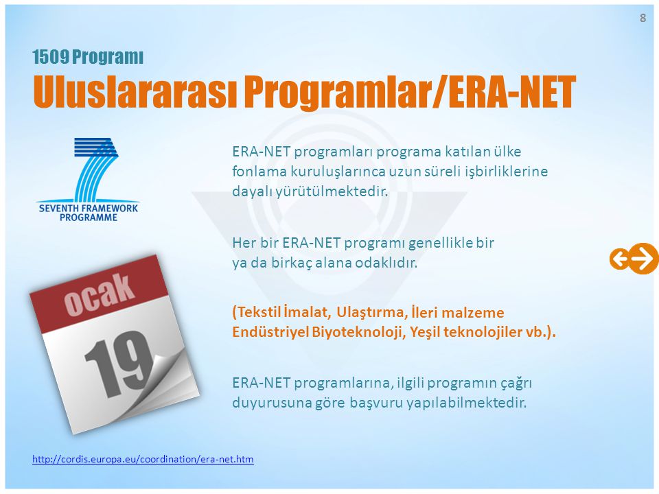 1509 Programı Uluslararası Programlar/ERA-NET