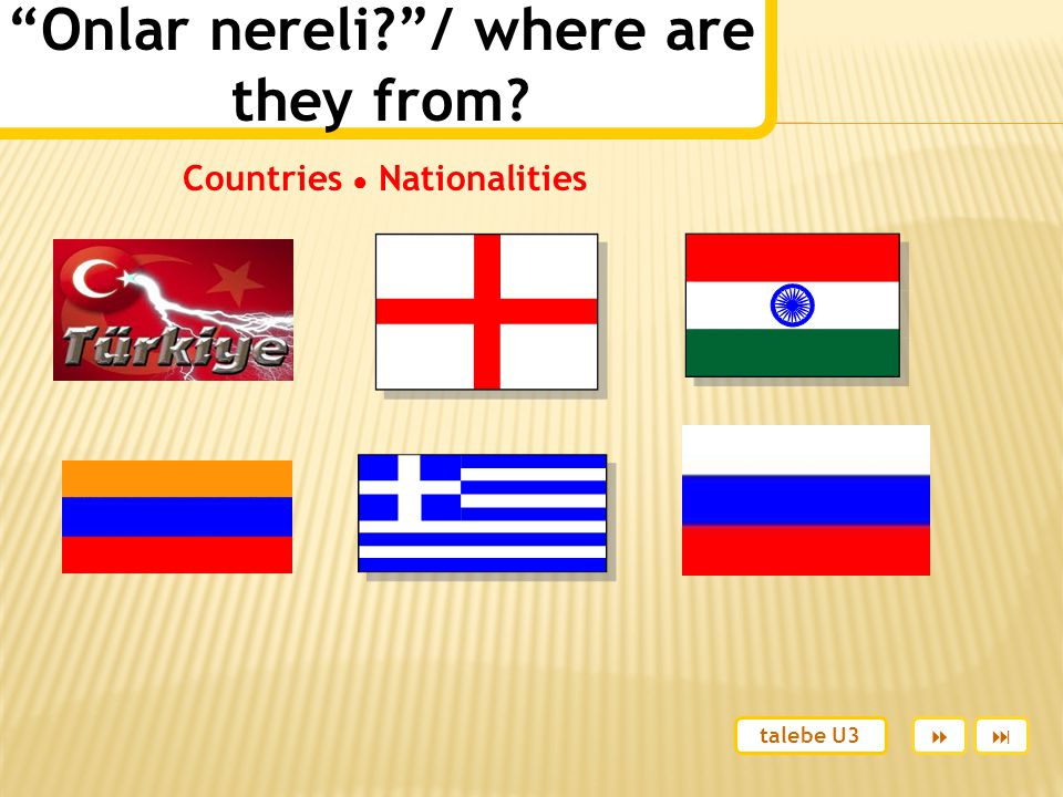 Onlar nereli / where are they from Countries ● Nationalities