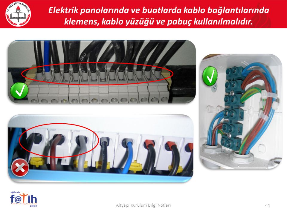 Elektrik panolarında ve buatlarda kablo bağlantılarında