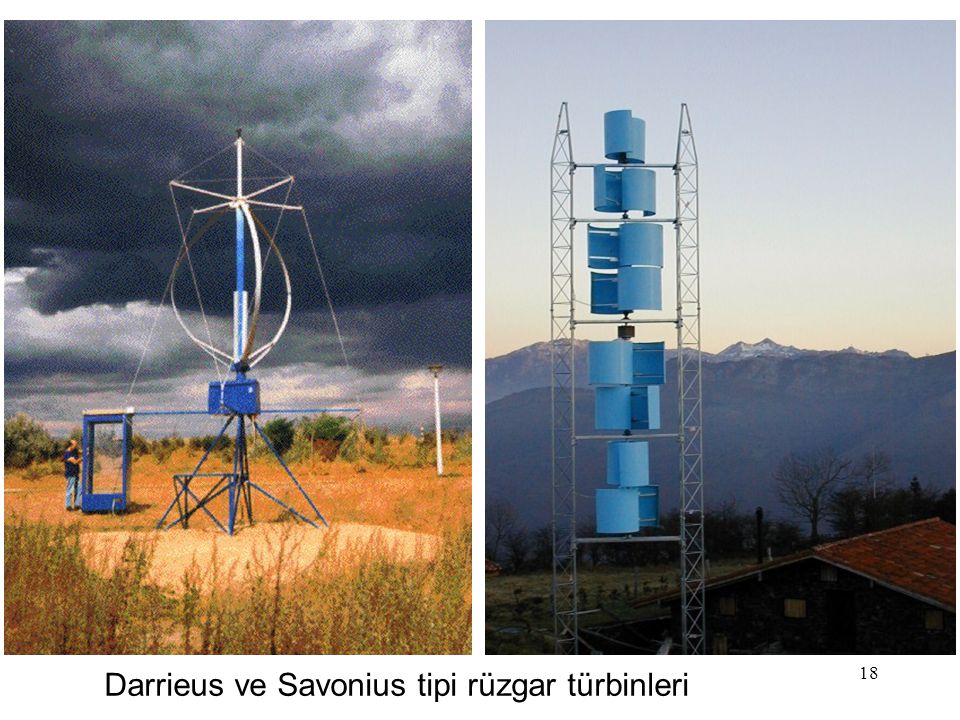 Darrieus ve Savonius tipi rüzgar türbinleri