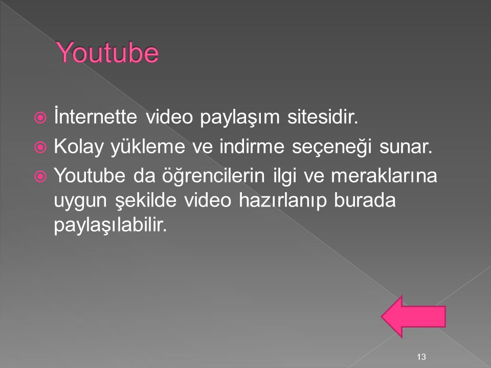 Youtube İnternette video paylaşım sitesidir.
