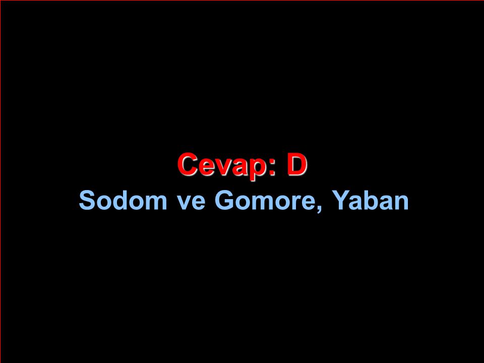 Cevap: D Sodom ve Gomore, Yaban