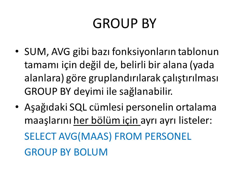 GROUP BY