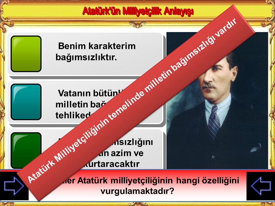 Atatürk Milliyetçiliğinin temelinde milletin bağımsızlığı vardır