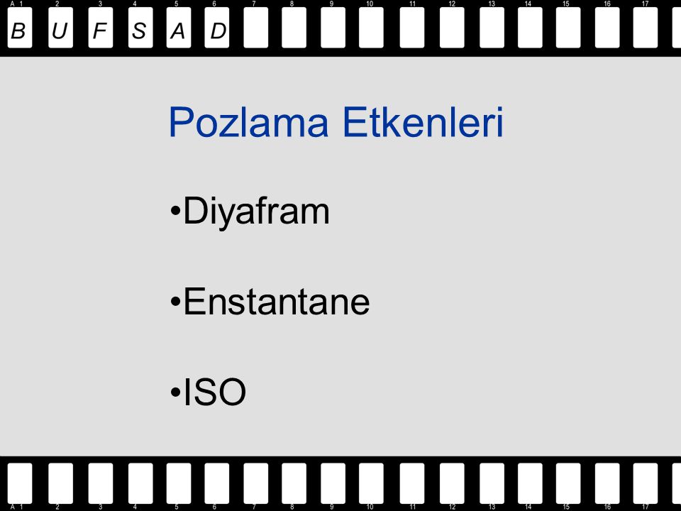 Pozlama Etkenleri Diyafram Enstantane ISO