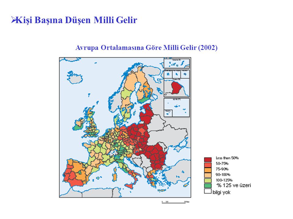 Avrupa Ortalamasına Göre Milli Gelir (2002)
