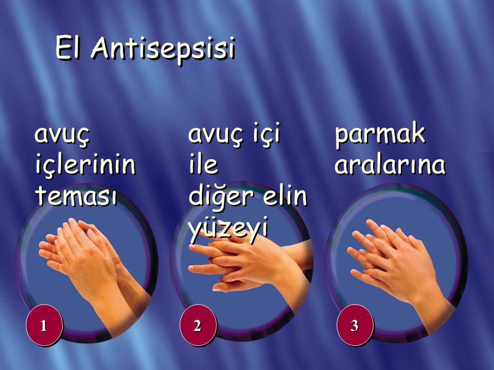 El Antisepsisi avuç içlerinin teması avuç içi ile diğer elin yüzeyi