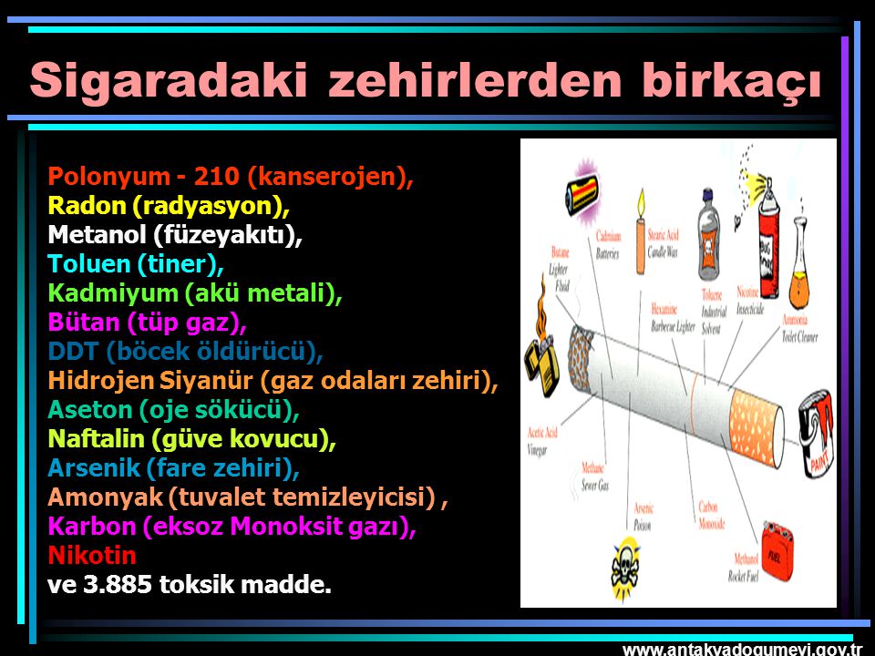 Sigaradaki zehirlerden birkaçı