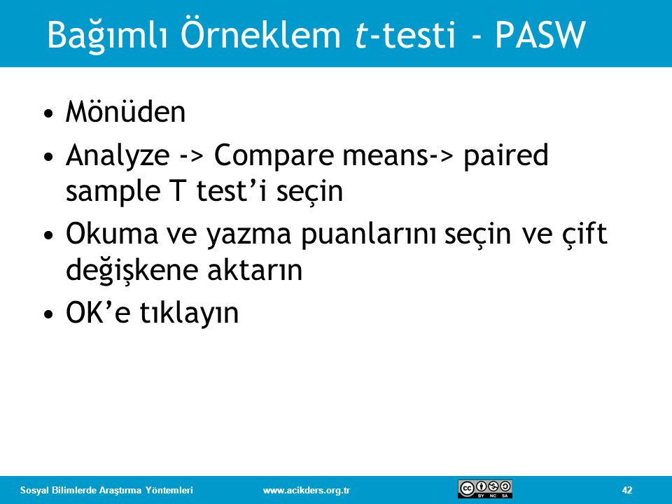 Bağımlı Örneklem t-testi - PASW